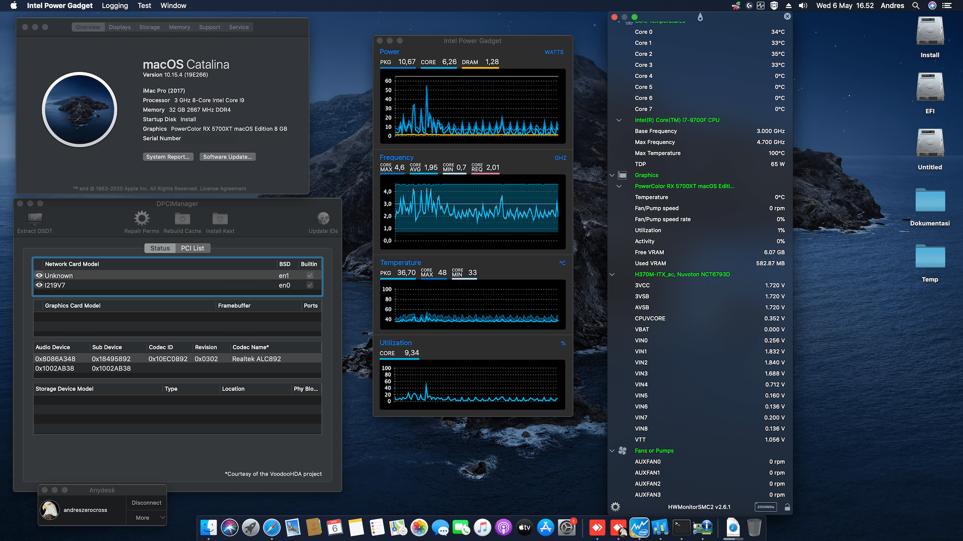 Success Hackintosh macOS Catalina 10.15.4 Build 19E266 in ASRock H370M-ITX/AC + Intel Core i7 9700F + Power Color RX 5700XT